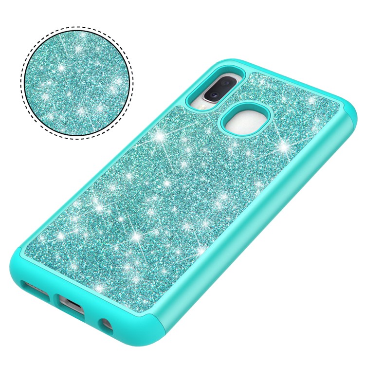 Shiny Glittery PC Back + TPU Frame Phone Shell for Samsung Galaxy A20e / Galaxy A10e - Blue-7