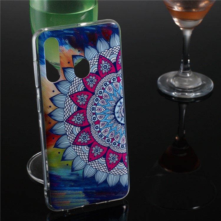 Glow at Dark IMD TPU Phone Case for Samsung Galaxy A60 - Flower Pattern-7