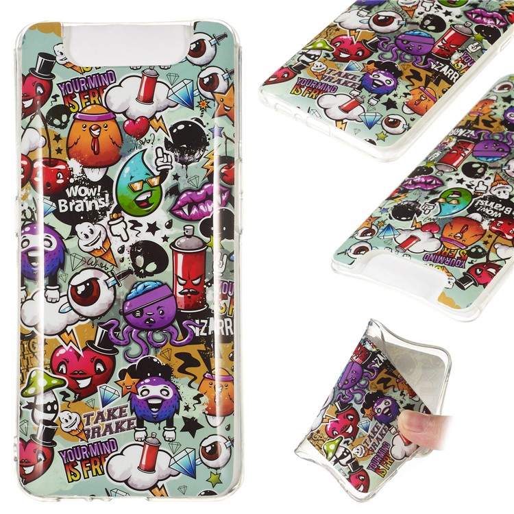 Noctilucent Patterned IMD TPU Mobile Phone Case Cover for Samsung Galaxy A80/A90 - Brains-2
