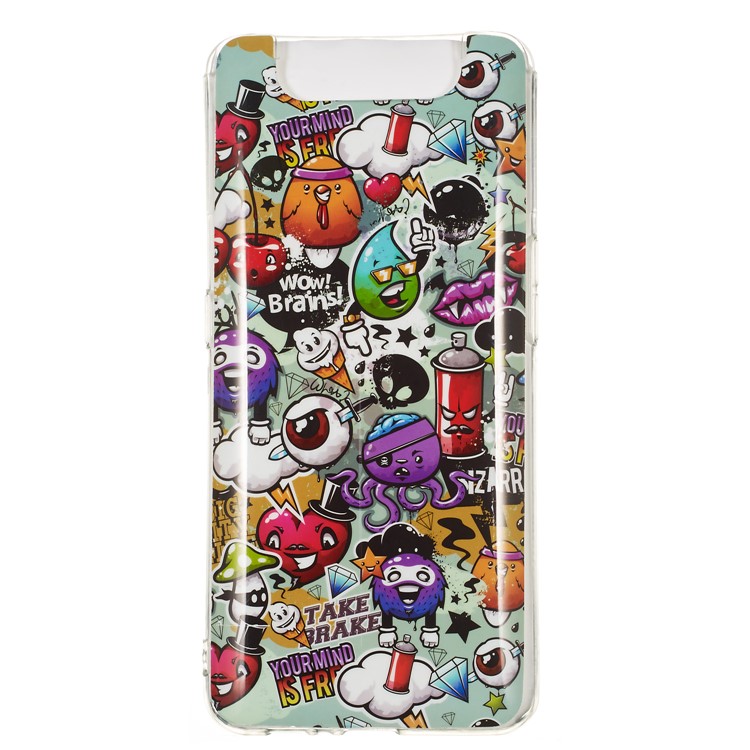 Noctilucent Patterned IMD TPU Mobile Phone Case Cover for Samsung Galaxy A80/A90 - Brains-3