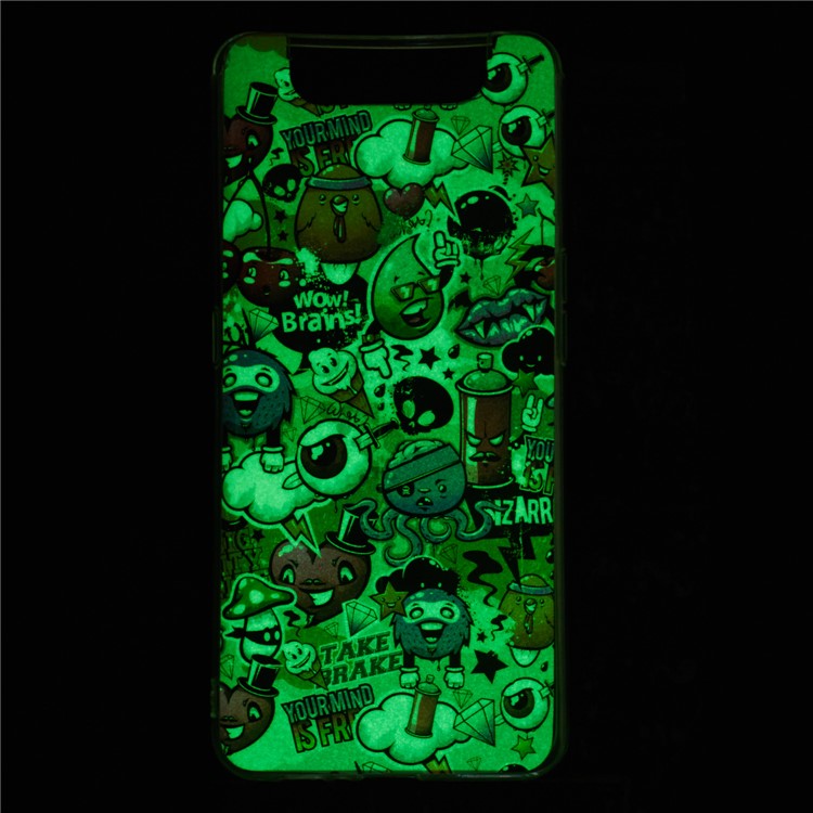 Noctilucent Patterned IMD TPU Mobile Phone Case Cover for Samsung Galaxy A80/A90 - Brains-7