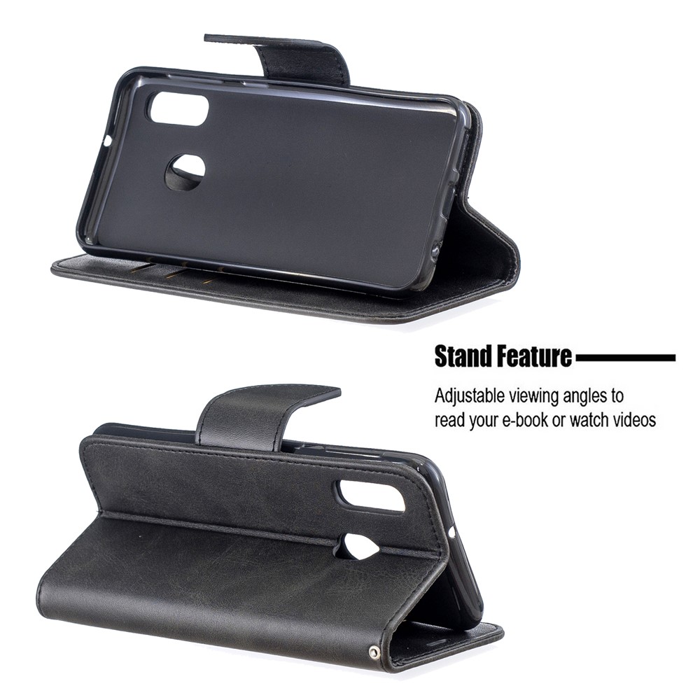 PU-Leder Brieftasche Stehen Telefon Shell Cover Für Samsung Galaxy A20E / A10e - Schwarz-5