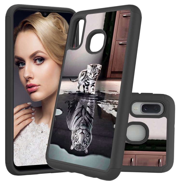 Estuche Híbrido Desmontable 2 En 1 De TPU + PC A Prueba De Golpes Para Samsung Galaxy A20e / Galaxy A10e - Gato Y Tigre-1