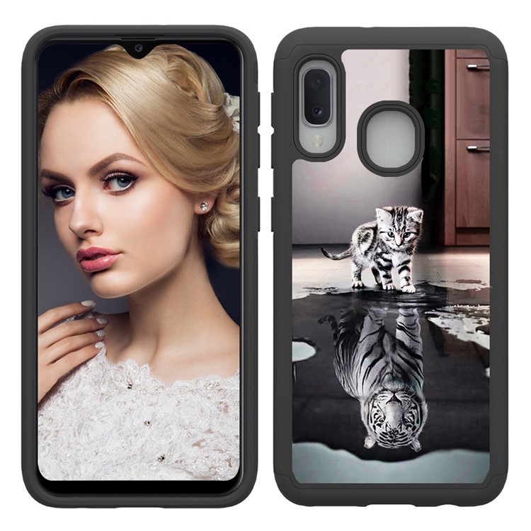 Estuche Híbrido Desmontable 2 En 1 De TPU + PC A Prueba De Golpes Para Samsung Galaxy A20e / Galaxy A10e - Gato Y Tigre-3