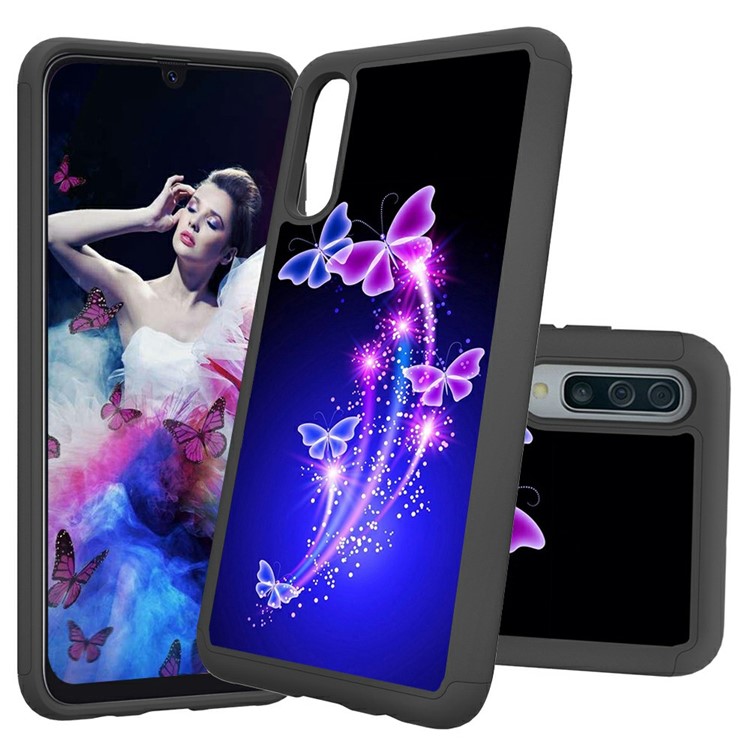 Shock-proof Pattern Printing TPU + PC Detachable 2-in-1 Hybrid Case for Samsung Galaxy A50 - Butterflies-1