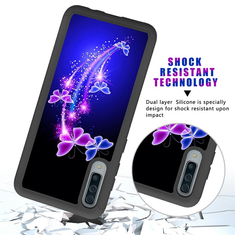 Shock-proof Pattern Printing TPU + PC Detachable 2-in-1 Hybrid Case for Samsung Galaxy A50 - Butterflies-10
