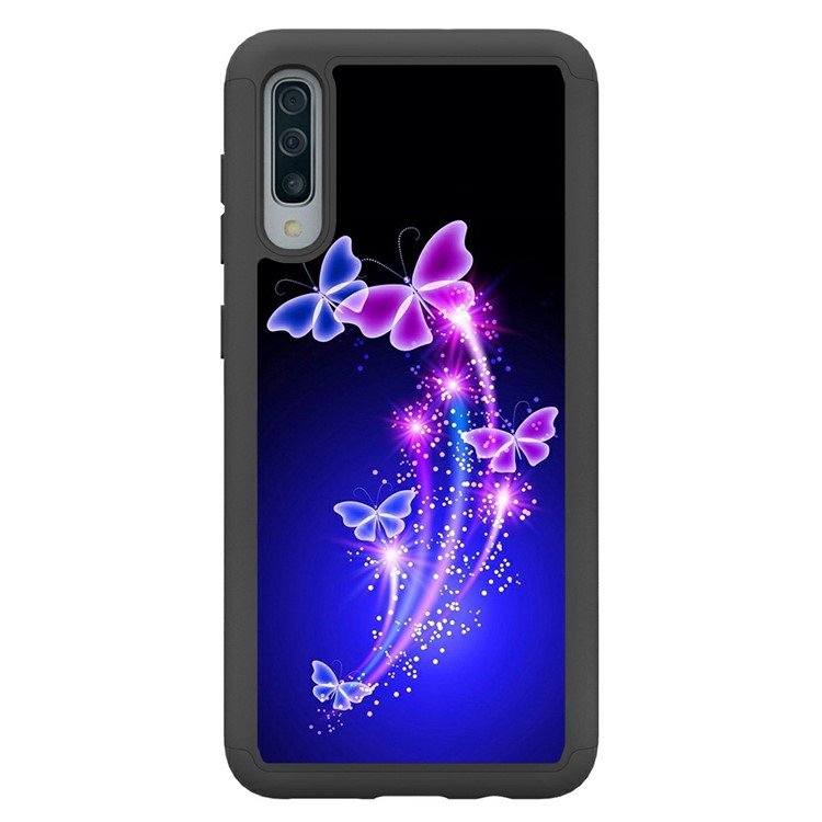 Shock-proof Pattern Printing TPU + PC Detachable 2-in-1 Hybrid Case for Samsung Galaxy A50 - Butterflies-4
