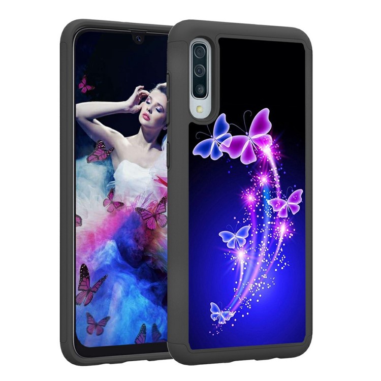 Shock-proof Pattern Printing TPU + PC Detachable 2-in-1 Hybrid Case for Samsung Galaxy A50 - Butterflies-5