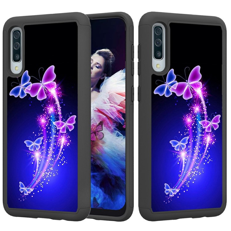 Shock-proof Pattern Printing TPU + PC Detachable 2-in-1 Hybrid Case for Samsung Galaxy A50 - Butterflies-6