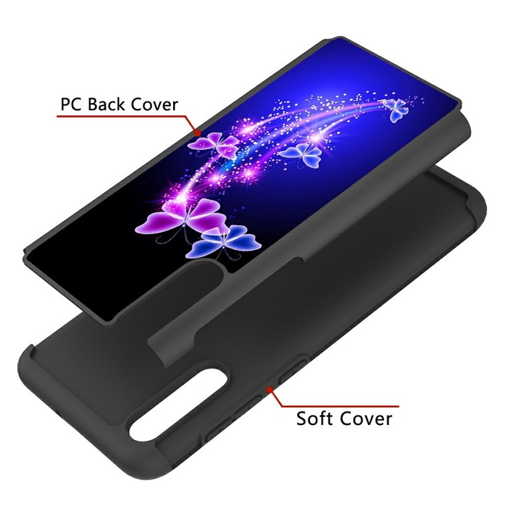 Shock-proof Pattern Printing TPU + PC Detachable 2-in-1 Hybrid Case for Samsung Galaxy A50 - Butterflies-9