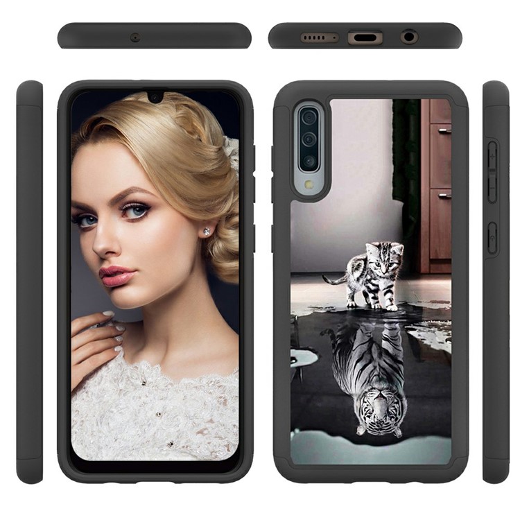 Shock-proof Pattern Printing TPU + PC Detachable 2-in-1 Hybrid Case for Samsung Galaxy A50/A50s/A30s - Cat and Tiger-2