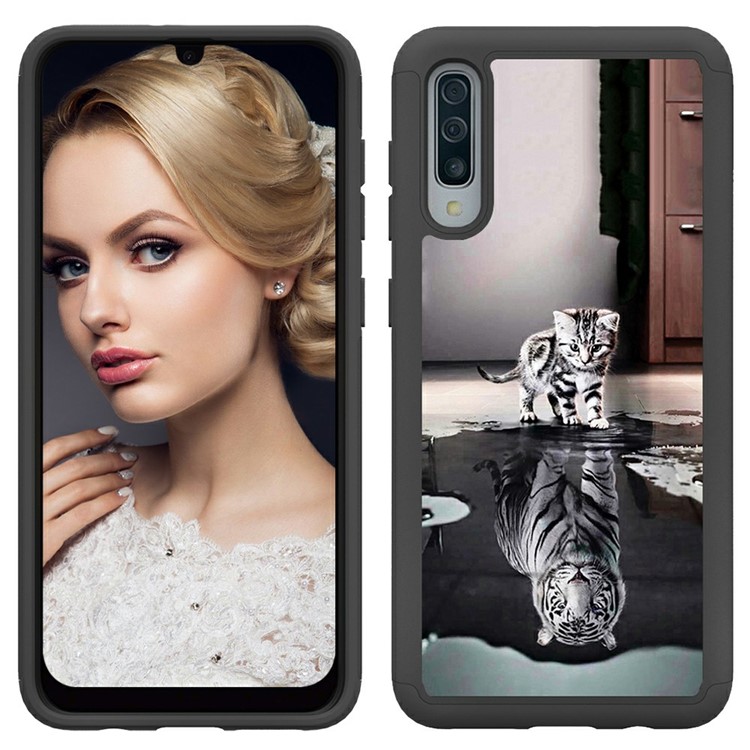 Shock-proof Pattern Printing TPU + PC Detachable 2-in-1 Hybrid Case for Samsung Galaxy A50/A50s/A30s - Cat and Tiger-3