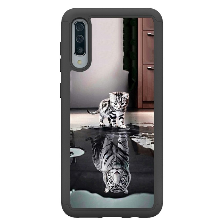 Shock-proof Pattern Printing TPU + PC Detachable 2-in-1 Hybrid Case for Samsung Galaxy A50/A50s/A30s - Cat and Tiger-4
