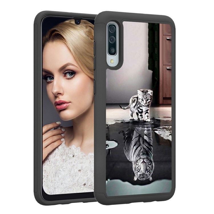 Shock-proof Pattern Printing TPU + PC Detachable 2-in-1 Hybrid Case for Samsung Galaxy A50/A50s/A30s - Cat and Tiger-5
