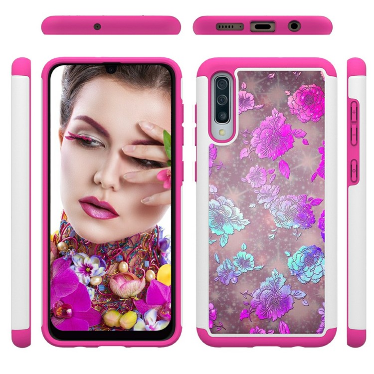 Shock-proof Pattern Printing TPU + PC Detachable 2-in-1 Hybrid Case for Samsung Galaxy A50/A50s/A30s - Flowers-2
