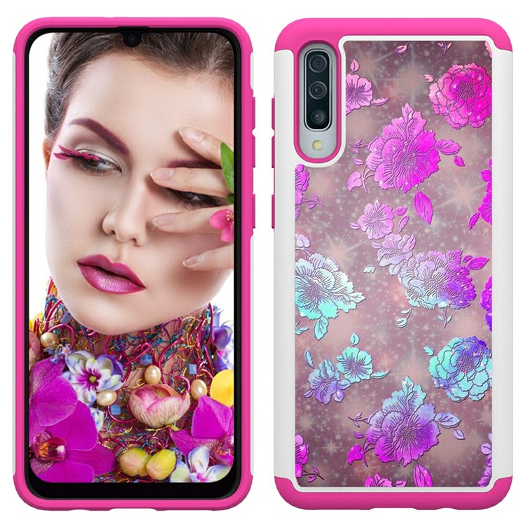Shock-proof Pattern Printing TPU + PC Detachable 2-in-1 Hybrid Case for Samsung Galaxy A50/A50s/A30s - Flowers-3