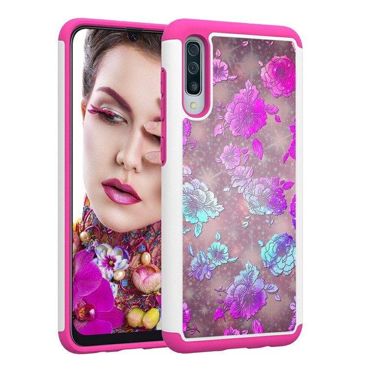 Shock-proof Pattern Printing TPU + PC Detachable 2-in-1 Hybrid Case for Samsung Galaxy A50/A50s/A30s - Flowers-5
