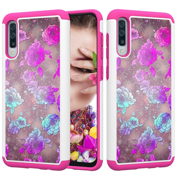 Shock-proof Pattern Printing TPU + PC Detachable 2-in-1 Hybrid Case for Samsung Galaxy A50/A50s/A30s - Flowers-6