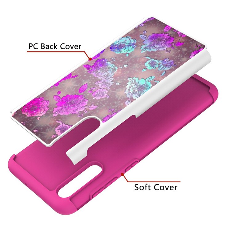 Shock-proof Pattern Printing TPU + PC Detachable 2-in-1 Hybrid Case for Samsung Galaxy A50/A50s/A30s - Flowers-9