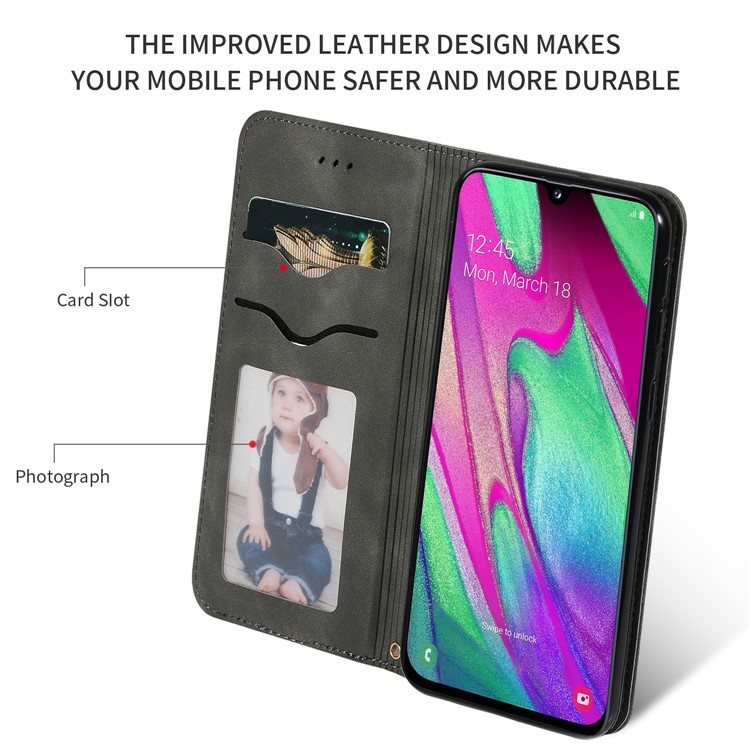 Auto-absorbed Business Style PU Leather Stand Phone Case with Card Slots for Samsung Galaxy A20e / A202F / A10e - Army Green-2