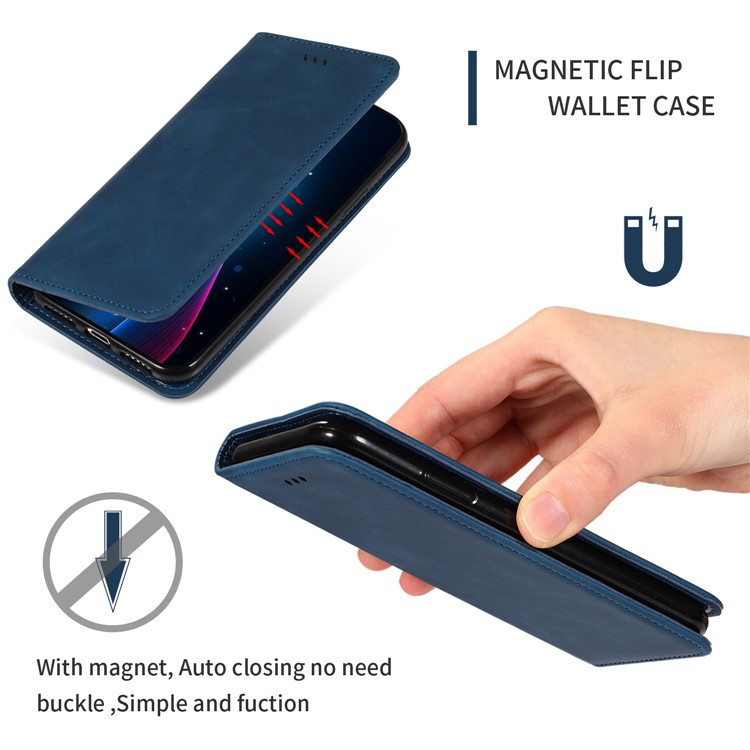Auto-absorbed Business Style PU Leather Stand Phone Case with Card Slots for Samsung Galaxy A20e / A202F / A10e - Blue-3