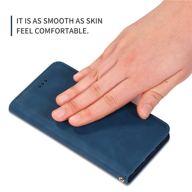 Auto-absorbed Business Style PU Leather Stand Phone Case with Card Slots for Samsung Galaxy A20e / A202F / A10e - Blue-7