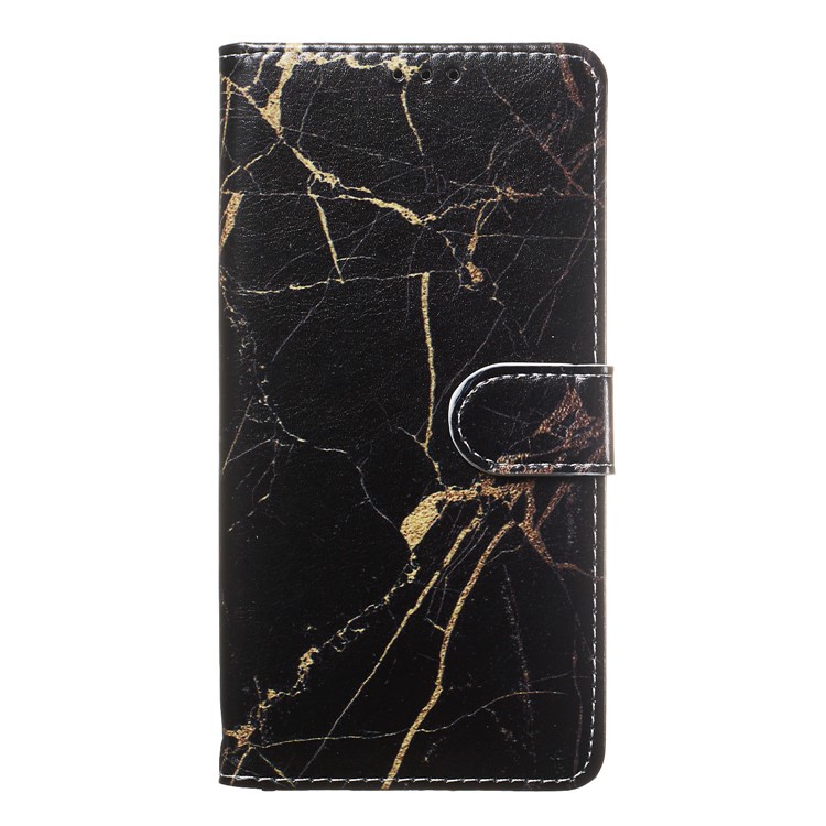 Marble Pattern Printing Leather Wallet Stand Protective Case for Samsung Galaxy M30 / A40s - Black / Marble-2