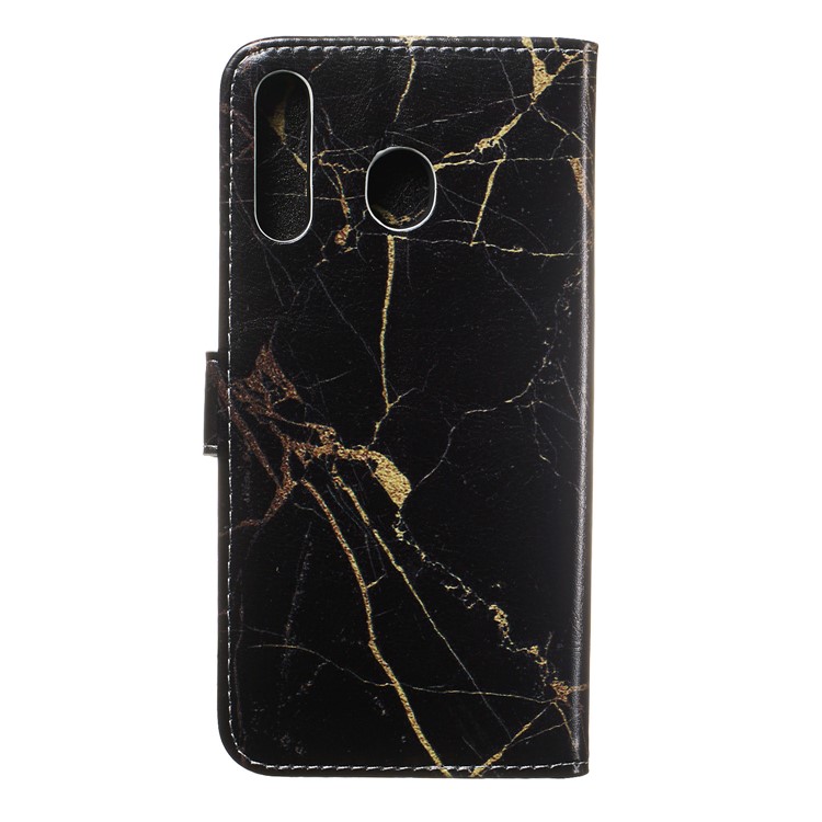 Marble Pattern Printing Leather Wallet Stand Protective Case for Samsung Galaxy M30 / A40s - Black / Marble-5