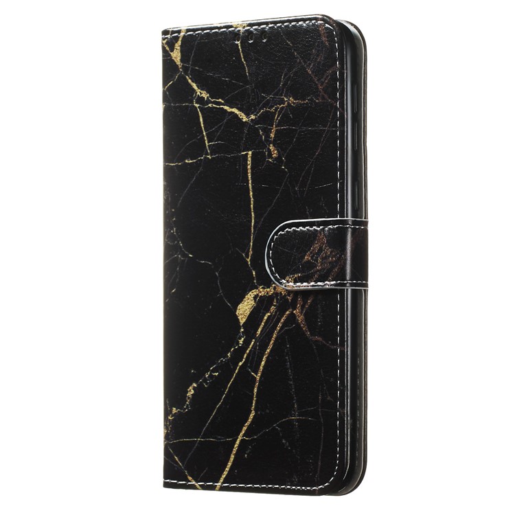 Marble Pattern Printing Leather Wallet Stand Protective Case for Samsung Galaxy M30 / A40s - Black / Marble-7