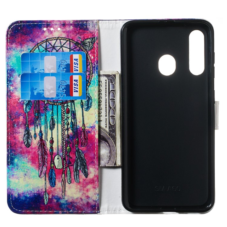 Marble Pattern Printing Leather Wallet Stand Protective Case for Samsung Galaxy A60 - Dream Catcher-4