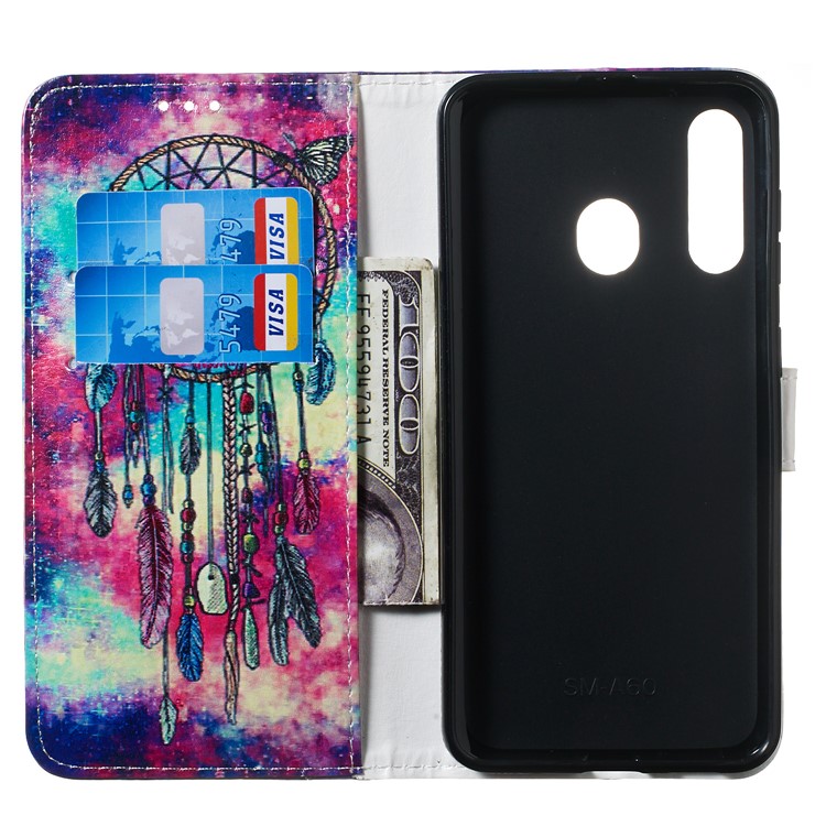 Marble Pattern Printing Leather Wallet Stand Protective Case for Samsung Galaxy A60 - Dream Catcher-4