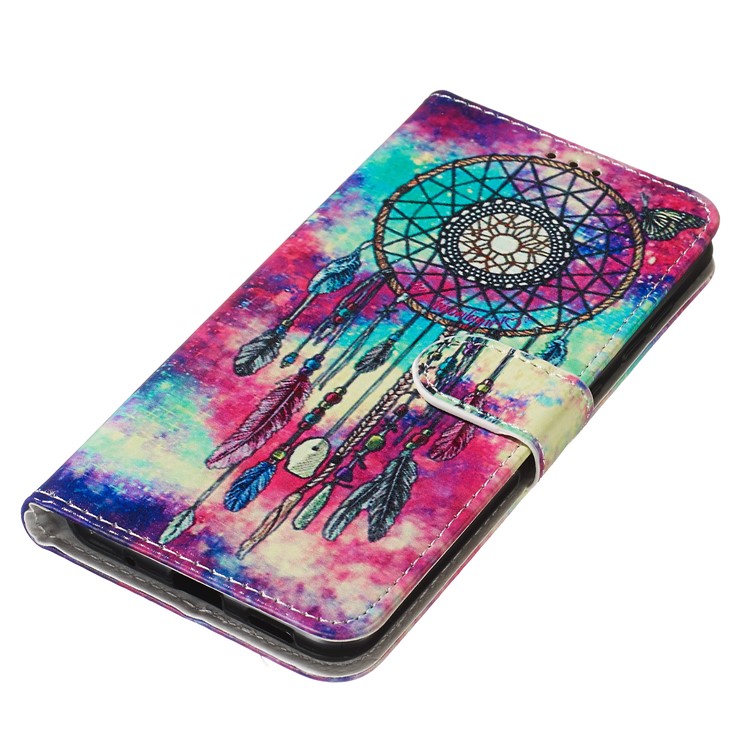 Marble Pattern Printing Leather Wallet Stand Protective Case for Samsung Galaxy A60 - Dream Catcher-6