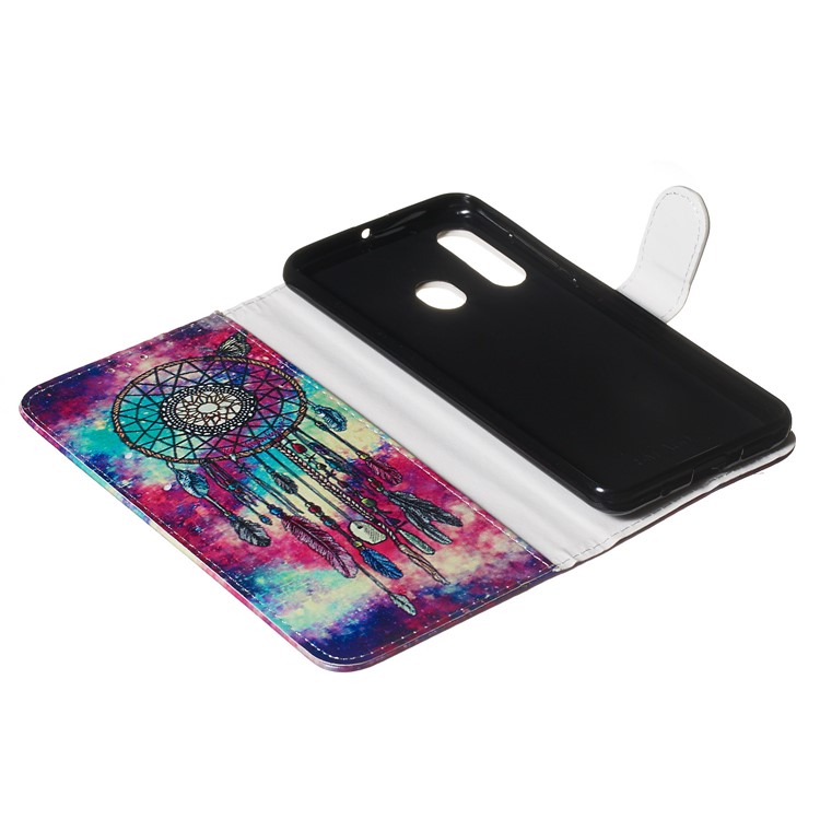 Marble Pattern Printing Leather Wallet Stand Protective Case for Samsung Galaxy A60 - Dream Catcher-8