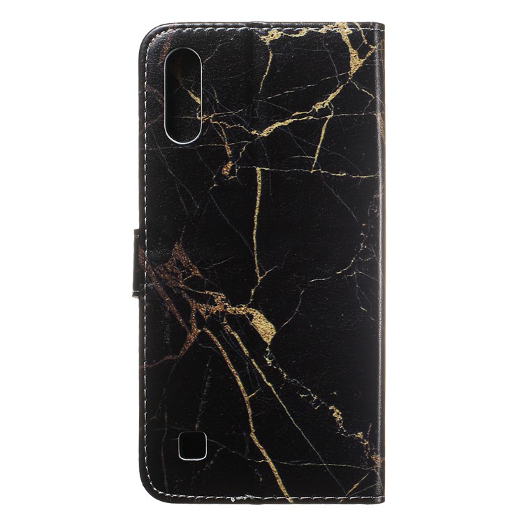 Marble Pattern Printing Leather Wallet Stand Protective Case for Samsung Galaxy A10 / M10 - Black / Marble-5