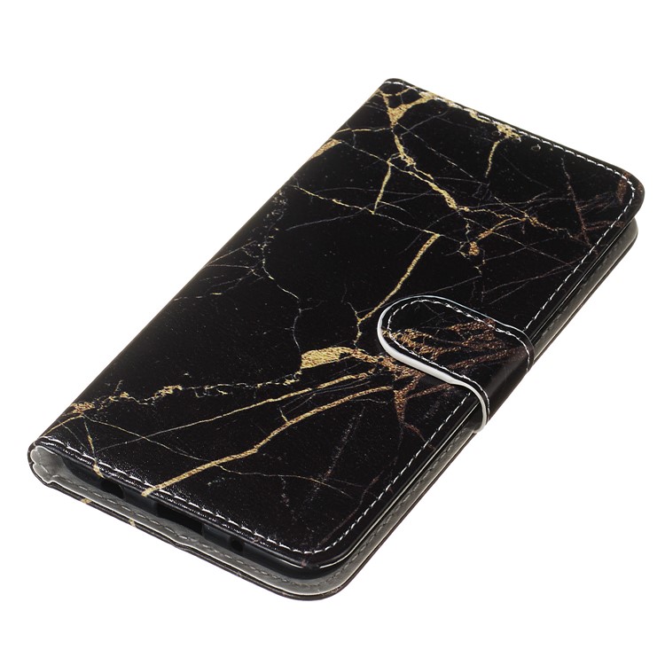Marble Pattern Printing Leather Wallet Stand Protective Case for Samsung Galaxy A10 / M10 - Black / Marble-6