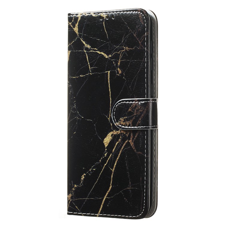 Marble Pattern Printing Leather Wallet Stand Protective Case for Samsung Galaxy A10 / M10 - Black / Marble-7