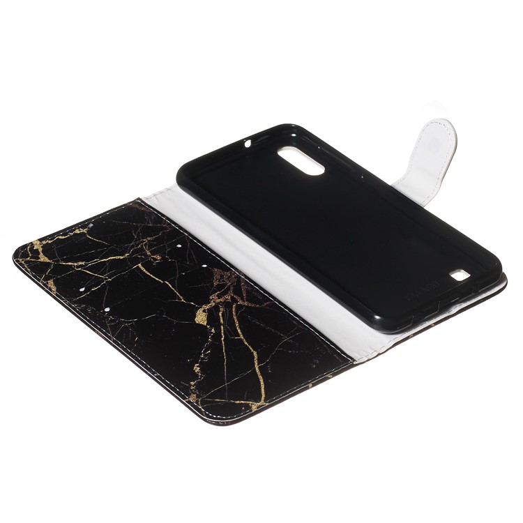 Marble Pattern Printing Leather Wallet Stand Protective Case for Samsung Galaxy A10 / M10 - Black / Marble-8