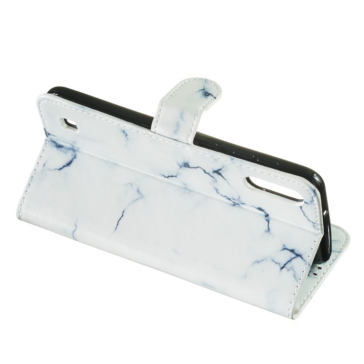 Marble Pattern Printing Leather Wallet Stand Protective Case for Samsung Galaxy A10 / M10 - White / Marble-3