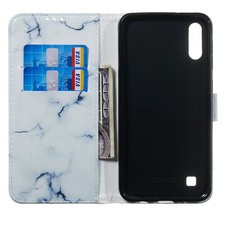 Marble Pattern Printing Leather Wallet Stand Protective Case for Samsung Galaxy A10 / M10 - White / Marble-4