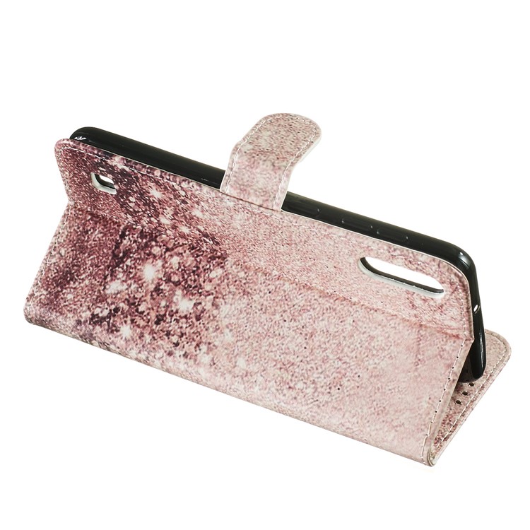 Marble Pattern Printing Leather Wallet Stand Protective Case for Samsung Galaxy A10 / M10 - Glitter Pattern-3