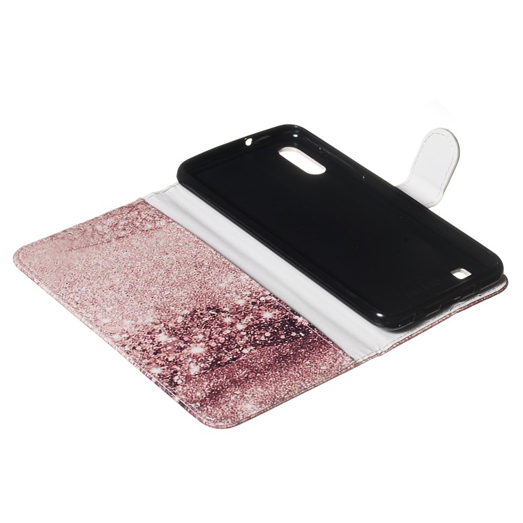 Marble Pattern Printing Leather Wallet Stand Protective Case for Samsung Galaxy A10 / M10 - Glitter Pattern-8