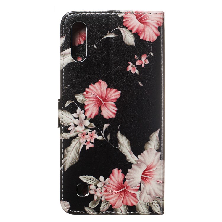 Custodia In Pelle Stampa Modello In Marmo Custodia Protettiva Per Samsung Galaxy A10 / M10 - Nero / Fiori-5