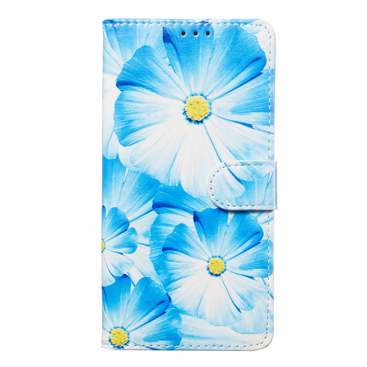 Marble Pattern Printing Leather Wallet Stand Protective Case for Samsung Galaxy A10 / M10 - Blue Flowers-2