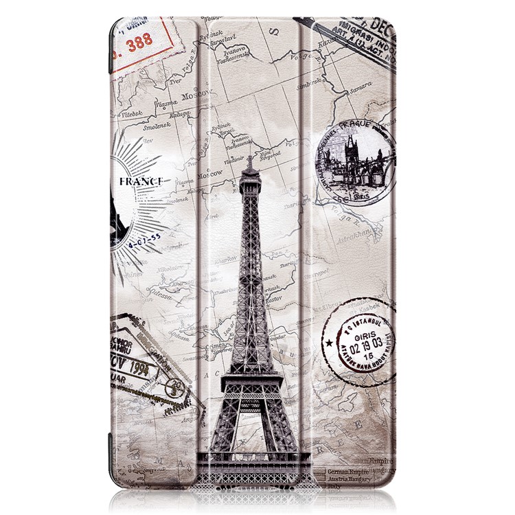 Pattern Printing Tri-fold Stand Leather Tablet Shell for Samsung Galaxy Tab Tab A 8.0 Wi-Fi (2019) T290/ LTE T295 T297 - Retro Eiffel Tower-2