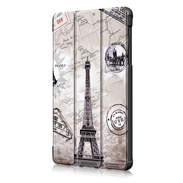 Pattern Printing Tri-fold Stand Leather Tablet Shell for Samsung Galaxy Tab Tab A 8.0 Wi-Fi (2019) T290/ LTE T295 T297 - Retro Eiffel Tower-4