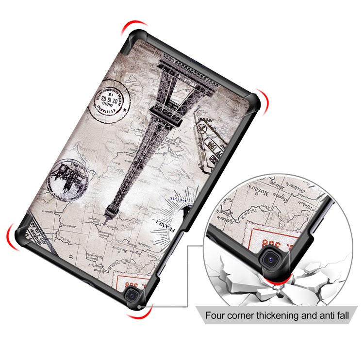 Pattern Printing Tri-fold Stand Leather Tablet Shell for Samsung Galaxy Tab Tab A 8.0 Wi-Fi (2019) T290/ LTE T295 T297 - Retro Eiffel Tower-5
