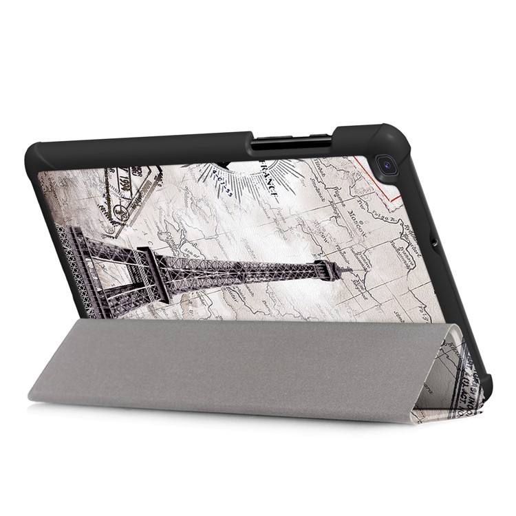 Pattern Printing Tri-fold Stand Leather Tablet Shell for Samsung Galaxy Tab Tab A 8.0 Wi-Fi (2019) T290/ LTE T295 T297 - Retro Eiffel Tower-6