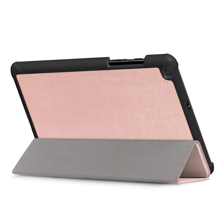 Grande Capa de Couro de Proteção Contra Lascas de Microfibra de Barraca de Corte Tri-fold Para Samsung Galaxy Galaxy Tab A 8.0 Wi-Fi (2019) T290/ LTE T295 T297 - Rosa Ouro-6