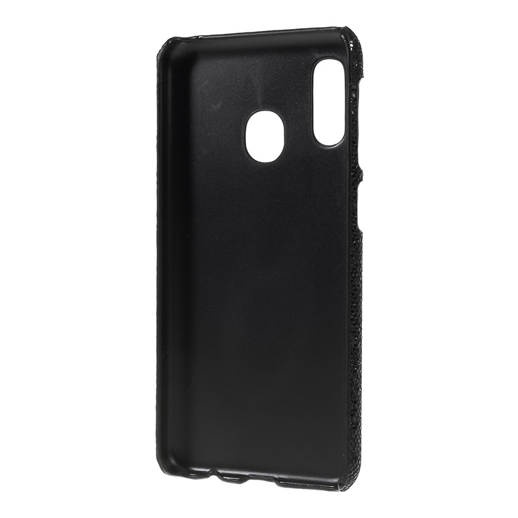PU Leather Coated PC Hard Protective Back Casing for Samsung Galaxy A20e - Black Glittery Sequins-3