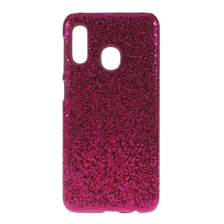 PU Leather Coated PC Hard Protective Back Casing for Samsung Galaxy A20e - Rose Glittery Sequins-1